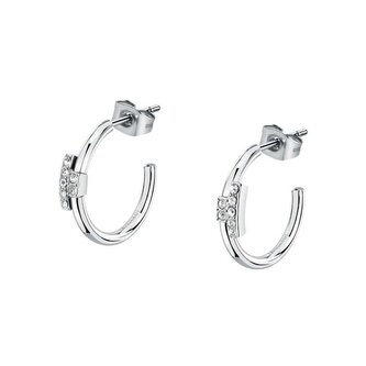 Ocelové kruhové náušnice se zirkony T-Logo TJAXC86 Trussardi