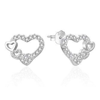 Stříbrné srdíčkové náušnice s čirými zirkony AGT-E236PW Agato