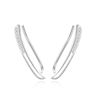 Podélné stříbrné náušnice se zirkony AGUV1851 Beneto