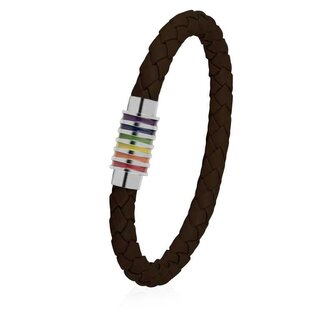 Tmavě hnědý kožený náramek s magnetickou sponou Troli