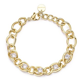 Výrazný pozlacený náramek s kubickými zirkony Ribbon BBN40 Brosway