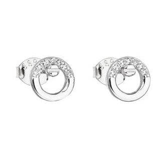 Stříbrné náušnice pecka se zirkonem bílé kulaté 11016.1 Evolution Group