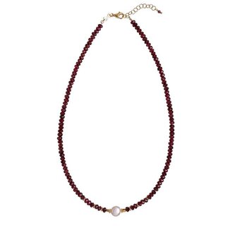 Korálkový náhrdelník z granátu s pravou perlou AL4107-Oro-Granato Alisia