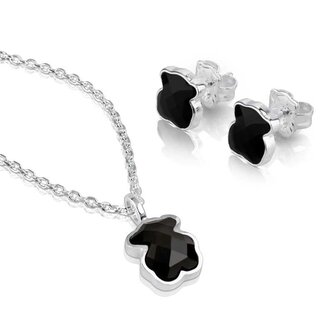 Stříbrný set šperků Medvídek s onyxem 1001312500 (náhrdelník, náušnice) Tous
