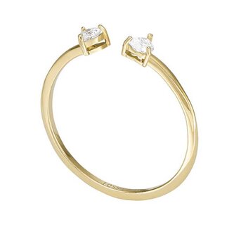 Něžný pozlacený otevřený prsten s krystaly JF04359710 Fossil / Obvod: 60 mm - 60 mm