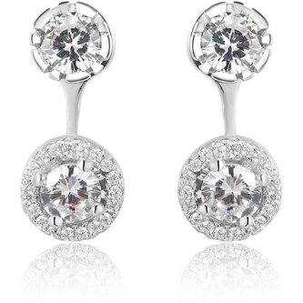 Luxusní stříbrné náušnice 2v1 s krystaly AGUP1172 Beneto