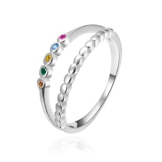 Dvojitý stříbrný prsten s barevnými zirkony AGT-R48C Agato / Obvod: 62 mm - 62 mm