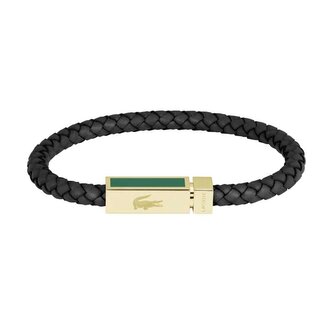 Černý kožený náramek pro muže Rockel 2040451 Lacoste