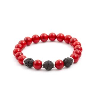 Korálkový náramek z lávového kamene a howlitu MINK22/17 Agato