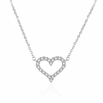 Romantický stříbrný náhrdelník se srdcem AGT-N036W Agato