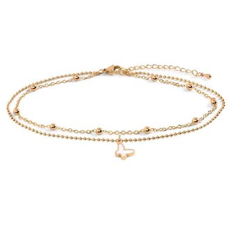 Dvojitý pozlacený náramek s motýlkem Troli