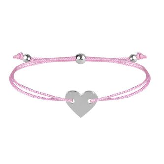 Šňůrkový náramek se srdcem růžová/ocelová Troli