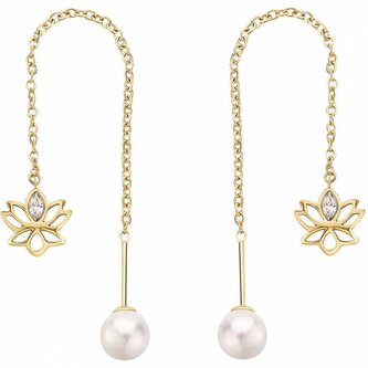 Krásné řetízkové náušnice s perlou Shell Chakra BHKE189 Brosway