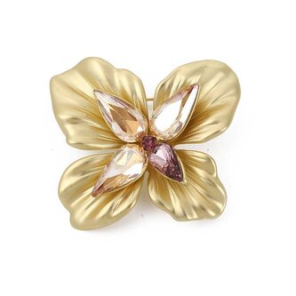 Originální brož se žlutými krystaly Květ Gold Troli