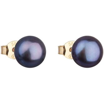 Zlaté náušnice pecky s pravými perlami Pavona 921042.3 peacock Evolution Group