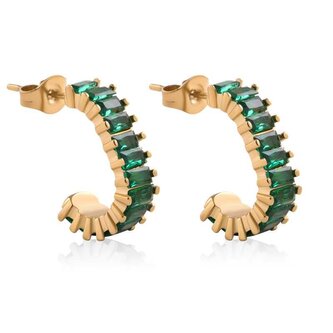 Slušivé pozlacené náušnice se zelenými zirkony Troli