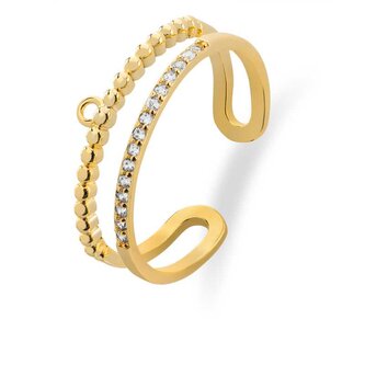 Moderní pozlacený prsten se zirkony VBR0118G Troli