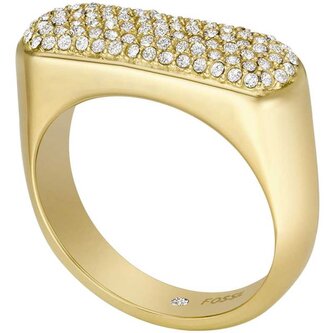 Elegantní pozlacený prsten s krystaly Vintage Twist JF04585710 Fossil / Obvod: 52 mm - 52 mm