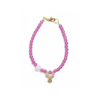 Fialový korálkový mini náramek s růženínem Deers