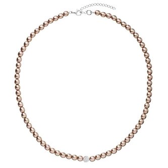Hnědý perličkový náhrdelník s krystaly Preciosa 32063.3 Evolution Group