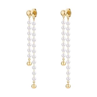 Dlouhé pozlacené náušnice s perlami 2v1 Essential BNL102 Brosway