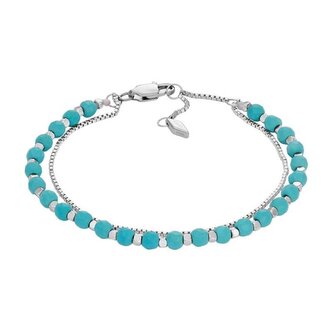 Překrásný dvojitý náramek z oceli s korálky JF04445040 Fossil