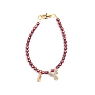 Hnědý korálkový mini náramek s jelínkem Deers