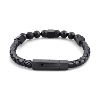 Černý stylový náramek Leather Troli