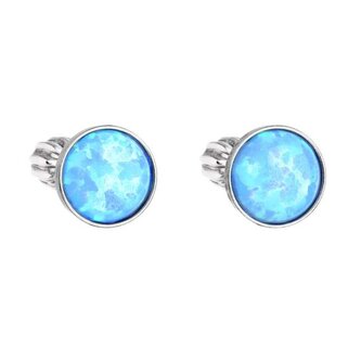 Stříbrné náušnice se světle modrým syntetickým opálem 11001.3 lt.blue Evolution Group