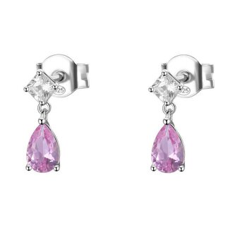 Stříbrné visací náušnice s kubickou Vibrant Pink zirkonií FVP115 Brosway