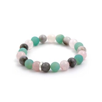 Korálkový náramek z růženínu, amazonitu a labradoritu MINK10/17 Agato