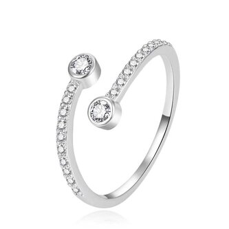 Něžný otevřený stříbrný prsten se zirkony AGT-R62W Agato / Obvod: 57 mm - 57 mm