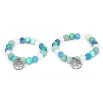 Minerální náramek pro matku s dcerou MINK46/SET (jadeit, howlit, achát, amazonit) Agato