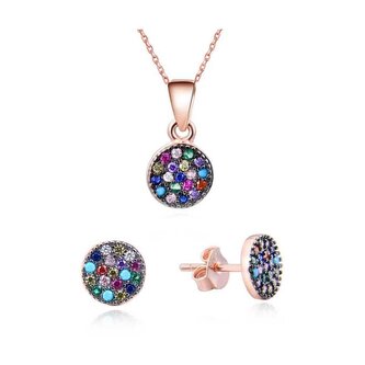 Hravá souprava šperků ze stříbra se zirkony AGSET284 (náhrdelník, náušnice) Beneto