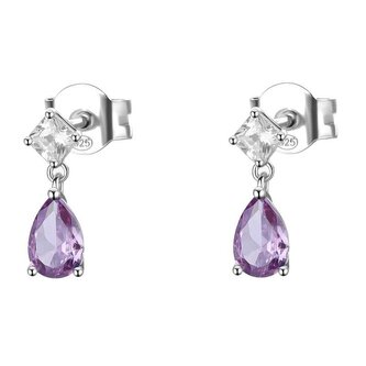Stříbrné visací náušnice s kubickou zirkonií Magic Purple Fancy FMP115 Brosway