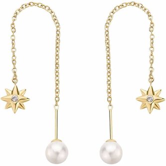 Půvabné řetízkové náušnice s perlou Shell Chakra BHKE185 Brosway