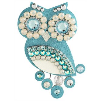 Originální modrá metalická soví brož Sovičky