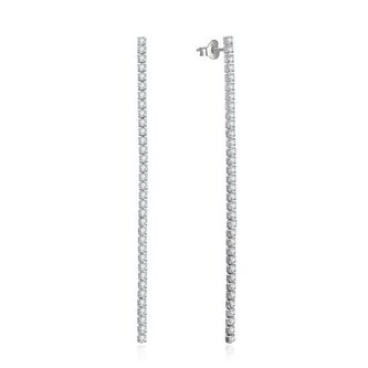Dlouhé stříbrné náušnice se zirkony AGUV2672 Beneto / Délka: 8 cm