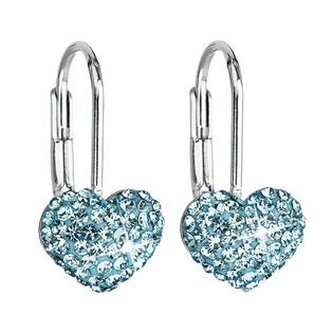 Srdíčkové náušnice s krystaly 31125.3 aquamarine Evolution Group