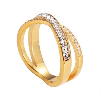 Blyštivý pozlacený prsten se zirkony Troli / Obvod: 49 mm - 49 mm