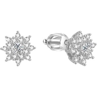 Stříbrné třpytivé náušnice kytičky AGUP1442S Beneto