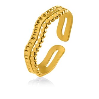 Vlnitý pozlacený prsten z oceli Troli