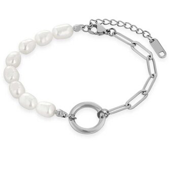 Půvabný ocelový náramek s perlami TO3942 Troli