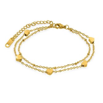 Pozlacený dvojitý náramek se srdíčky Heart Gold Troli