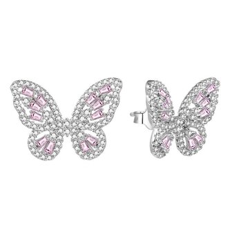 Krásné stříbrné náušnice Motýli AGUP3094-W/P Agato