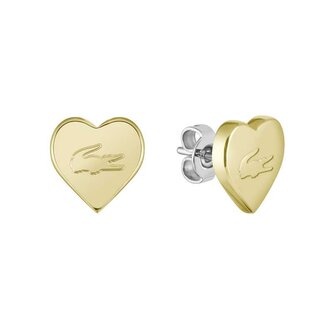 Pozlacené náušnice Srdce s krokodýlem 2040401 Lacoste