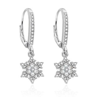 Visací stříbrné náušnice Vločky se zirkony AGT-E146LW Agato