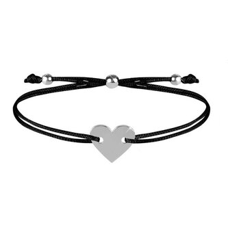 Šňůrkový náramek se srdcem černá/ocelová Troli
