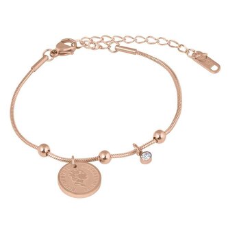 Elegantní ocelový náramek Coin Rose Gold Troli