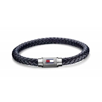 Trendy tmavě modrý kožený náramek TH2701000 Tommy Hilfiger